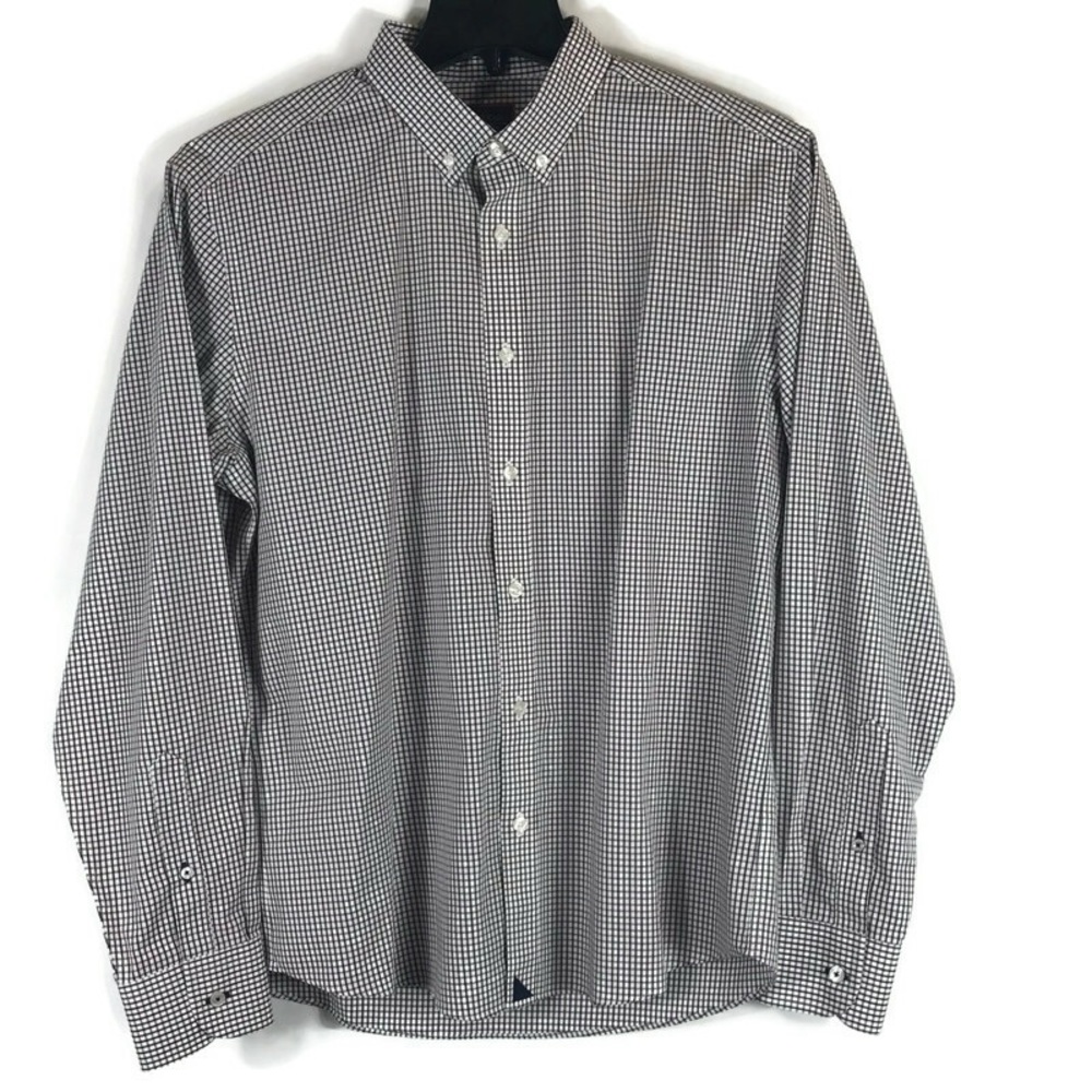 UNTUCKit Button Down Shirt Mens Large Green burgundy white